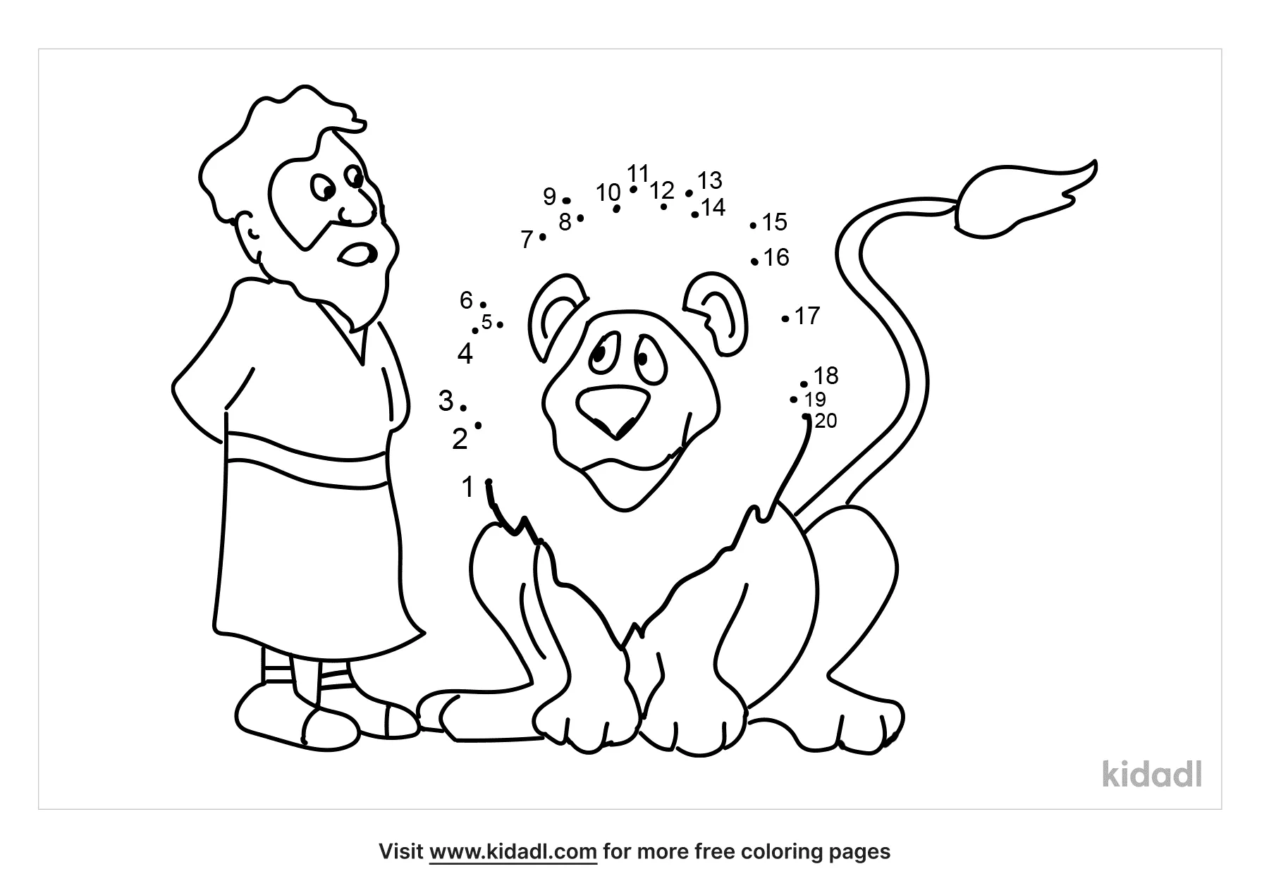 Free Daniel And Lion's Den - easy | Free Dot to Dot Printables | Kidadl