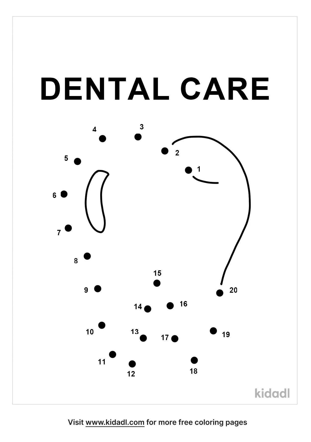 Free Dental Health - easy | Free Dot to Dot Printables | Kidadl