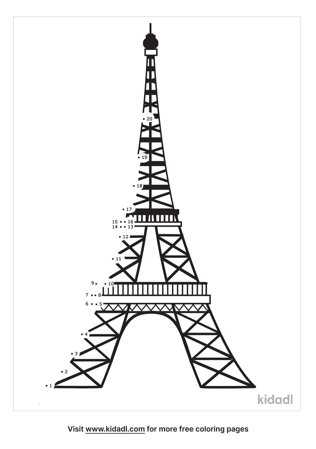 Free Eiffel Tower - easy | Free Dot to Dot Printables | Kidadl