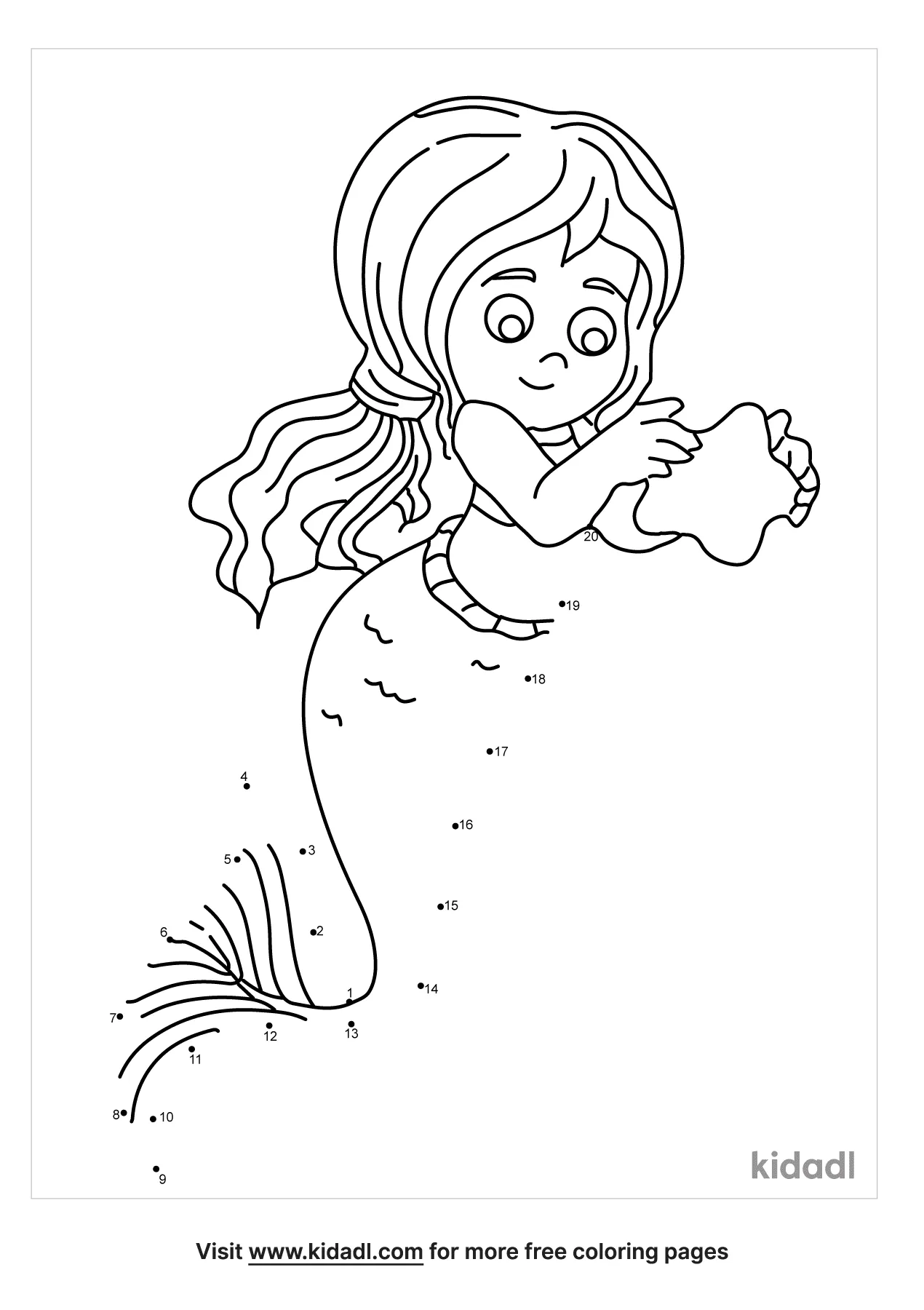 Free Mermaid Easy 1 Dot To Dot Printables For Kids Kidadl