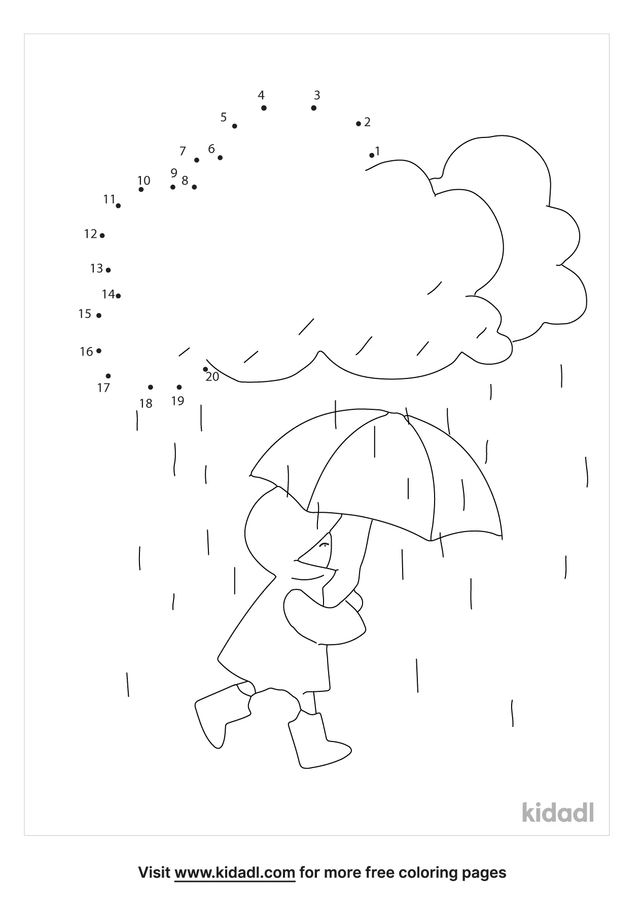 Free Rainy Day Easy 1 20 Dot To Dot Printables For Kids Kidadl