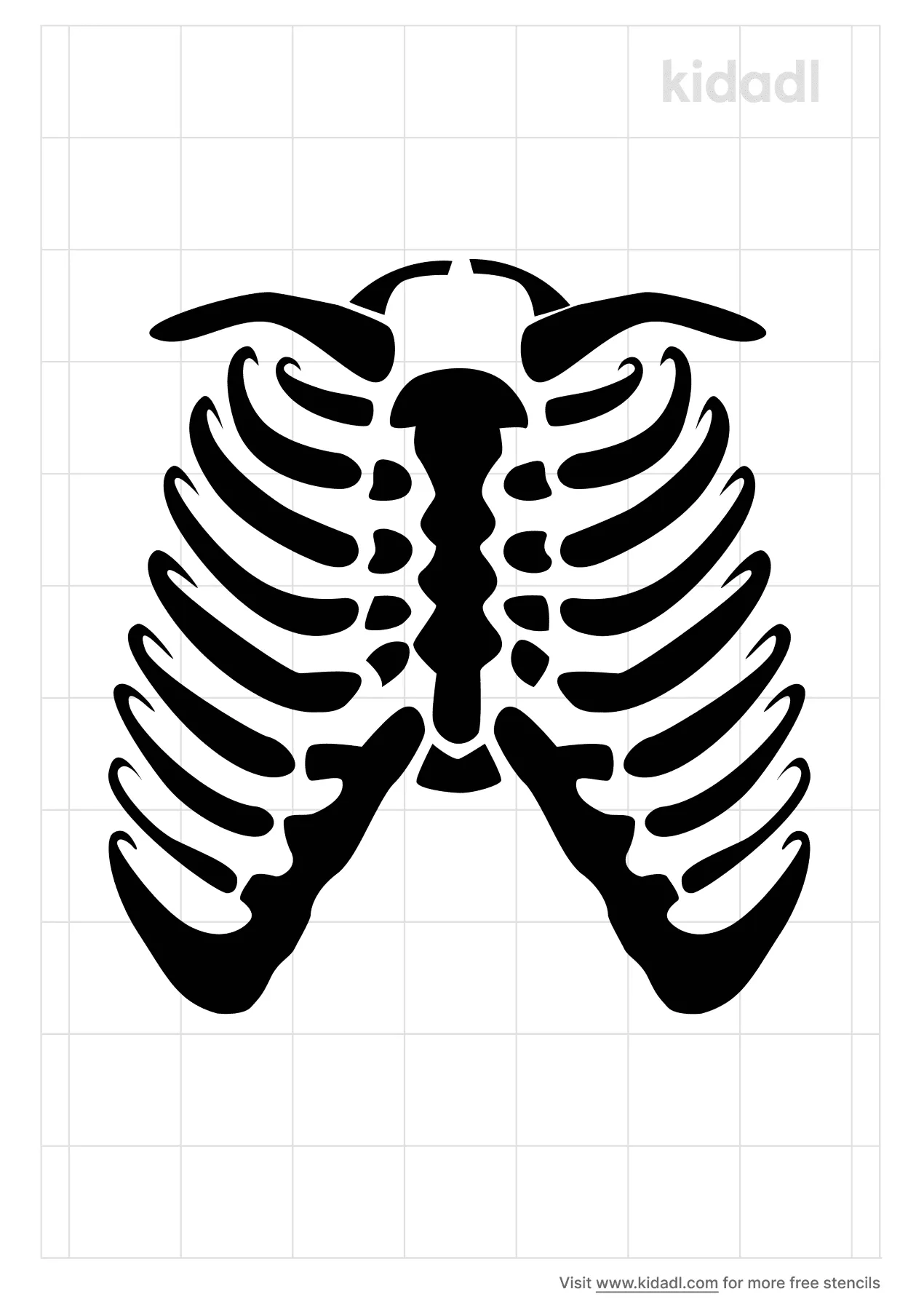 Free Easy Skeleton Rib Cage Stencil | Stencil Printables | Kidadl