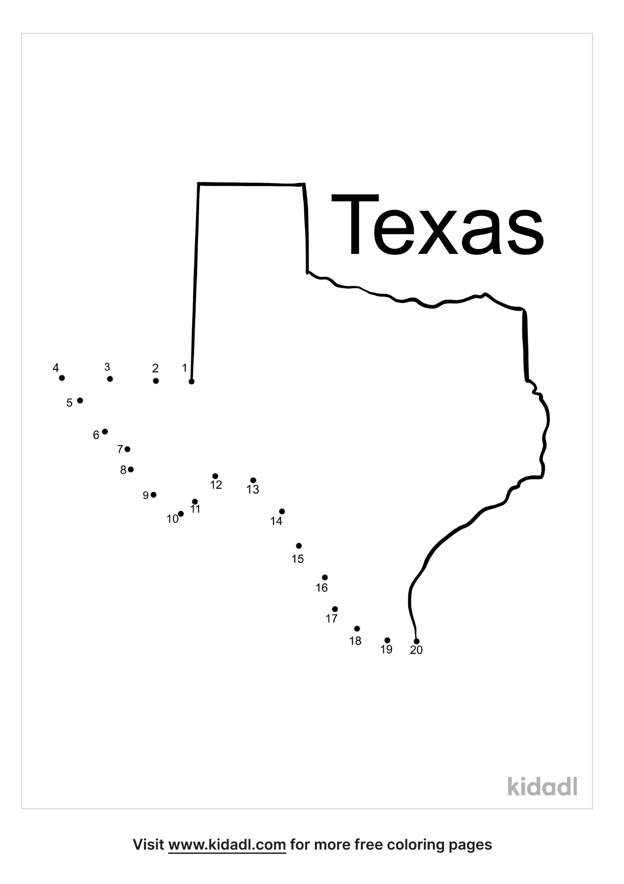 free texas easy 1 20 dot to dot printables for kids kidadl