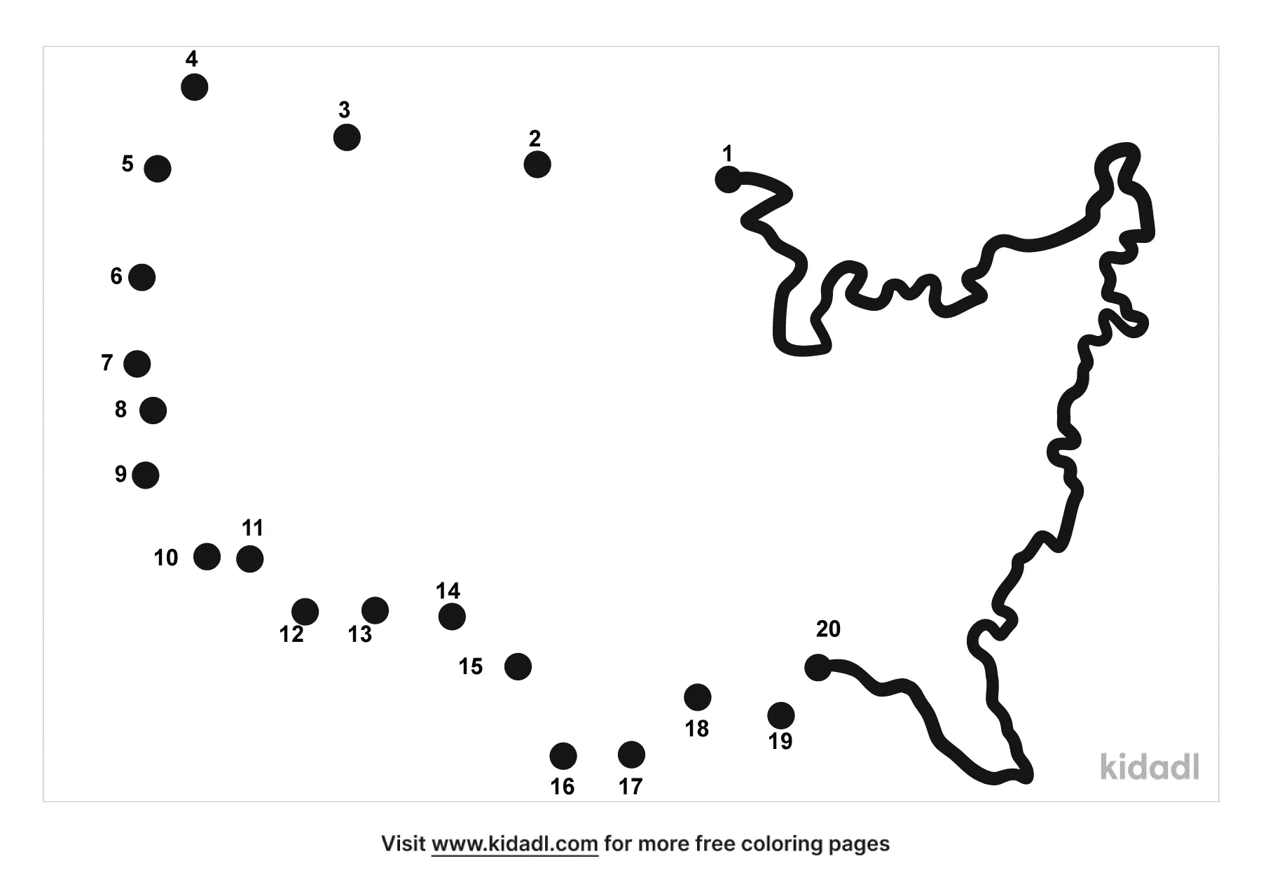 Free United States Map - easy | Free Dot to Dot Printables | Kidadl