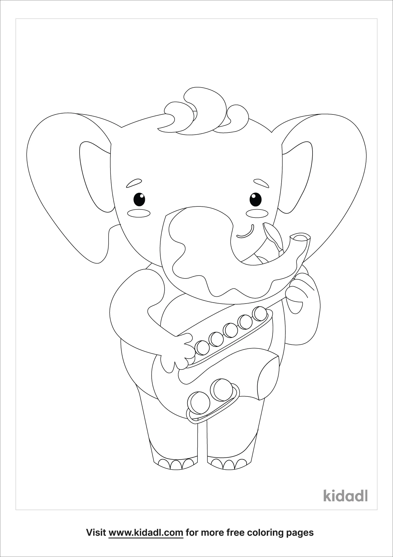 Elephant Music Conductor Coloring Page