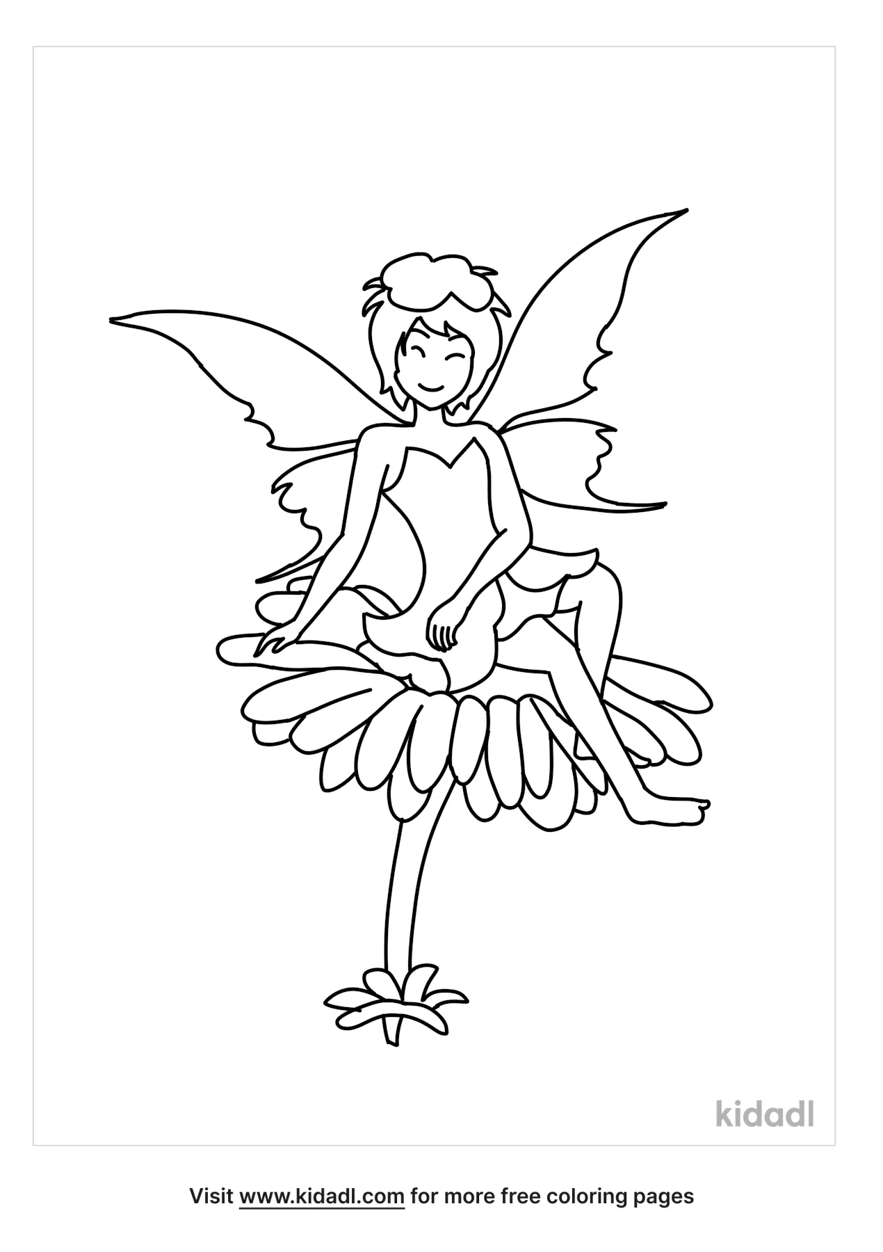 Fairy Sitting On A Flower Coloring Page