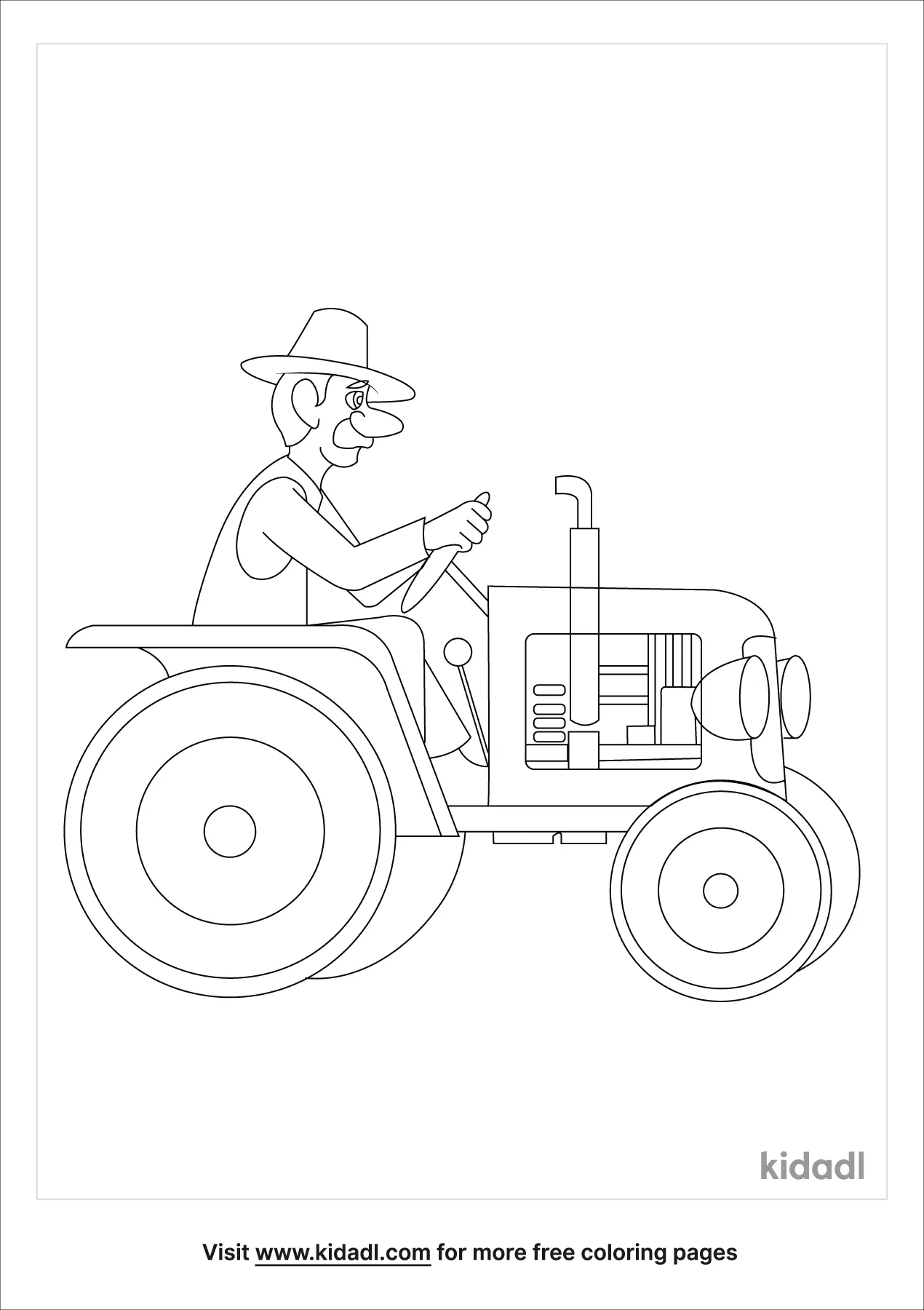 Farmer On A Tractor Coloring Page