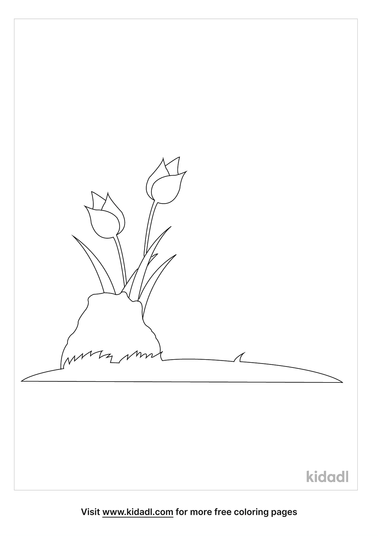 Flowers With A Rock Coloring Page