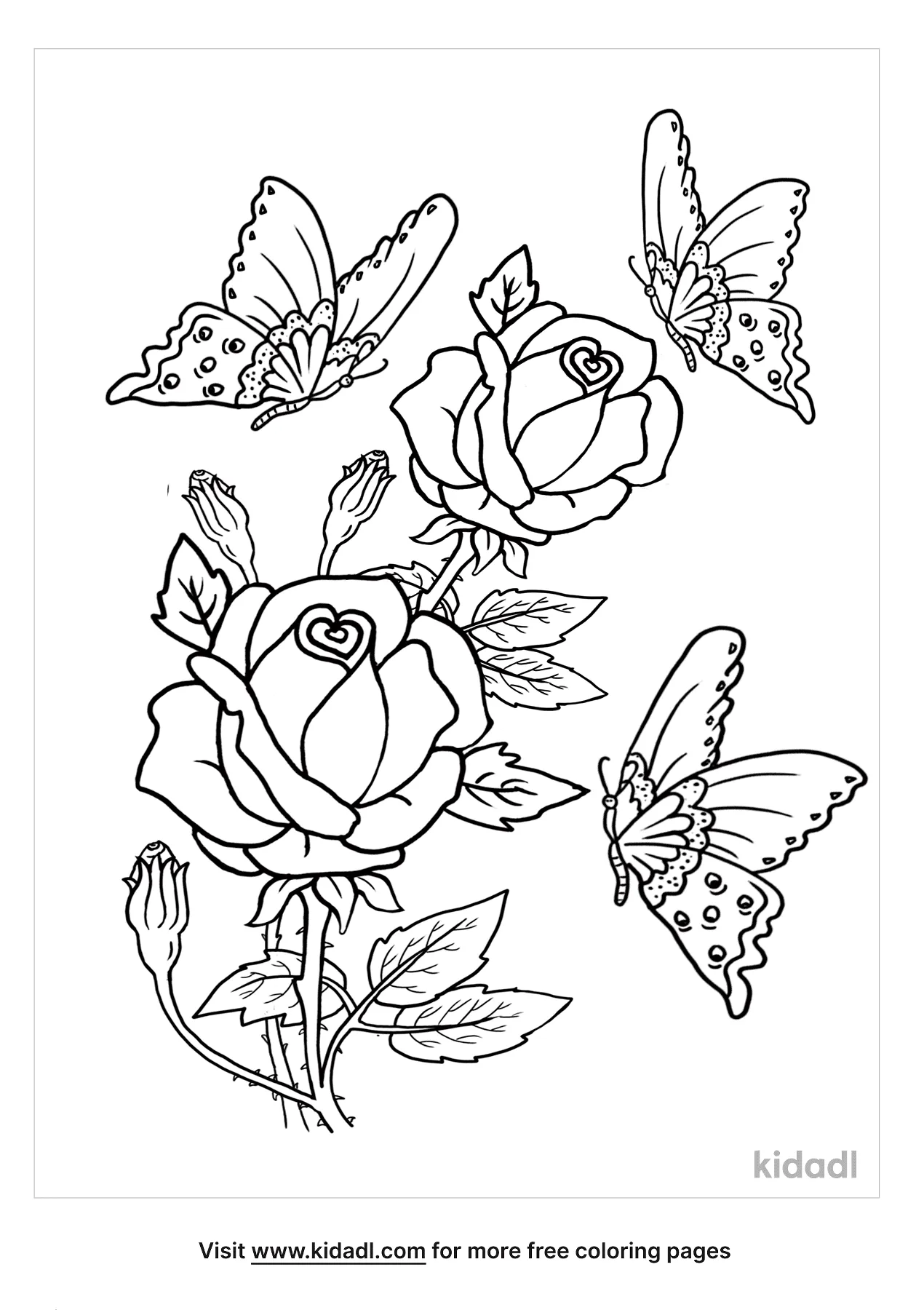 Flowers And Butterflies Coloring Page   Free Flowers Coloring Page ...