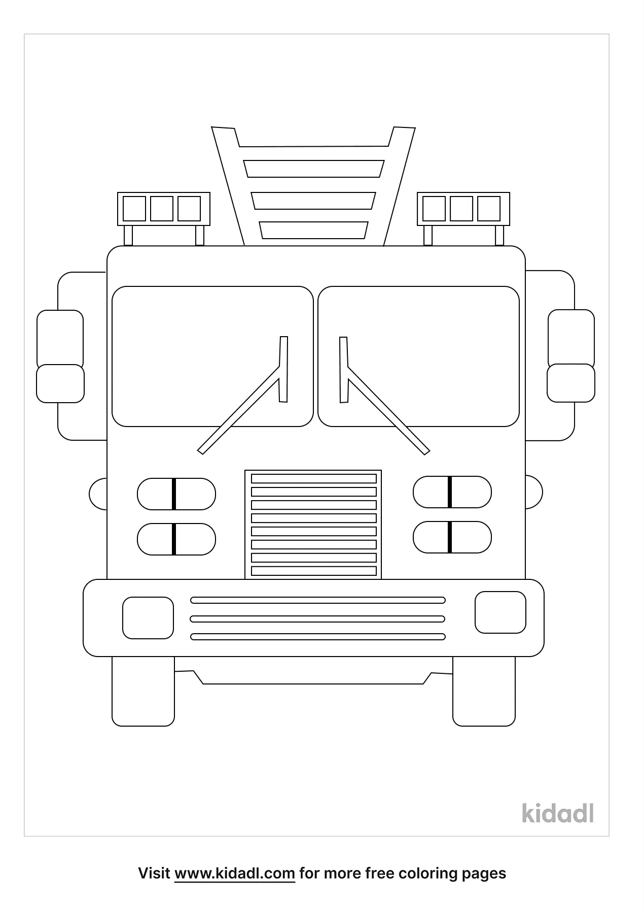 Front Facing Fire Truck Coloring Page
