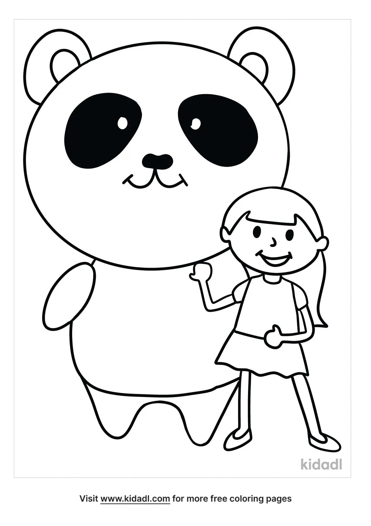 Girl With Daddy Bear Coloring Page