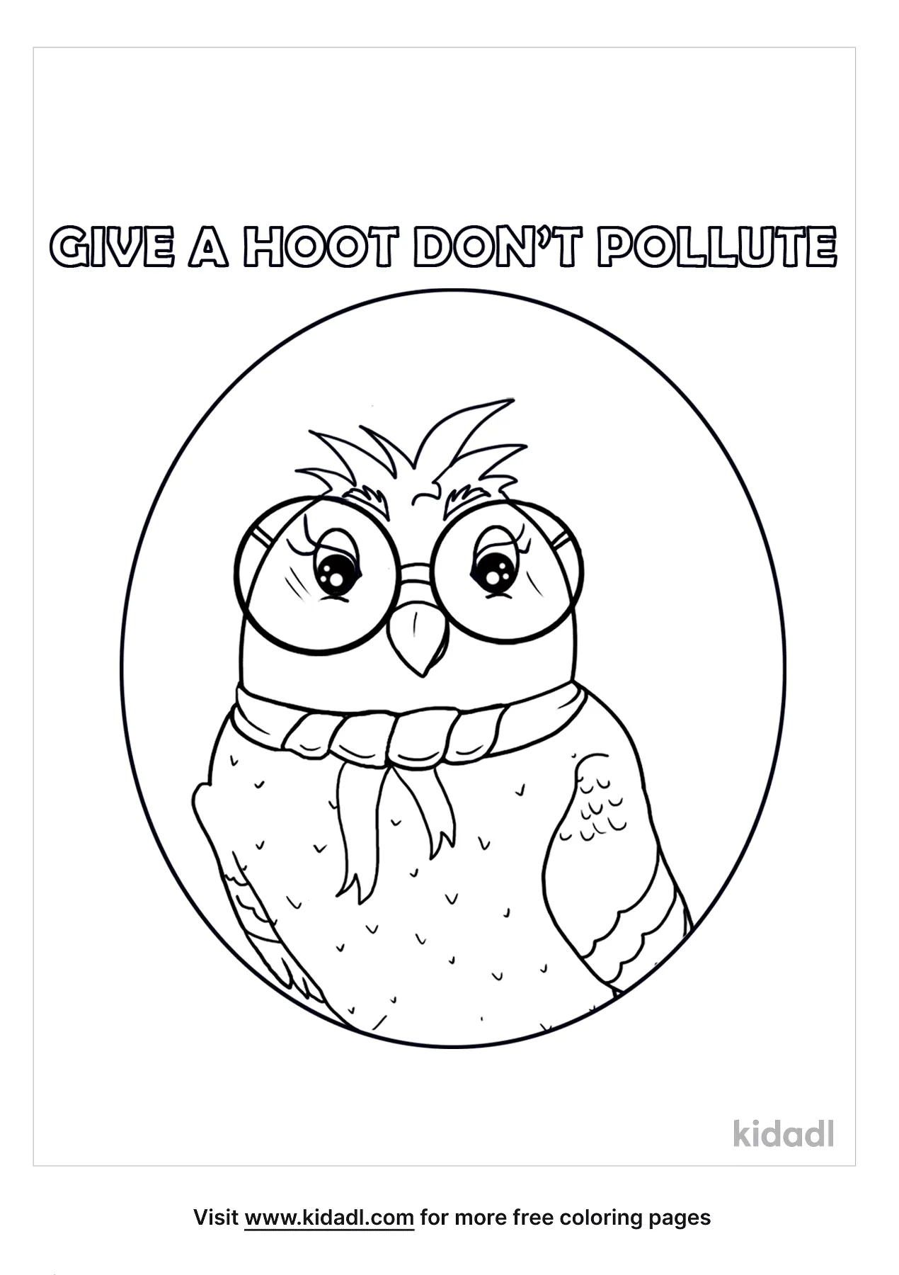 Give A Hoot Don't Pollute Coloring Page