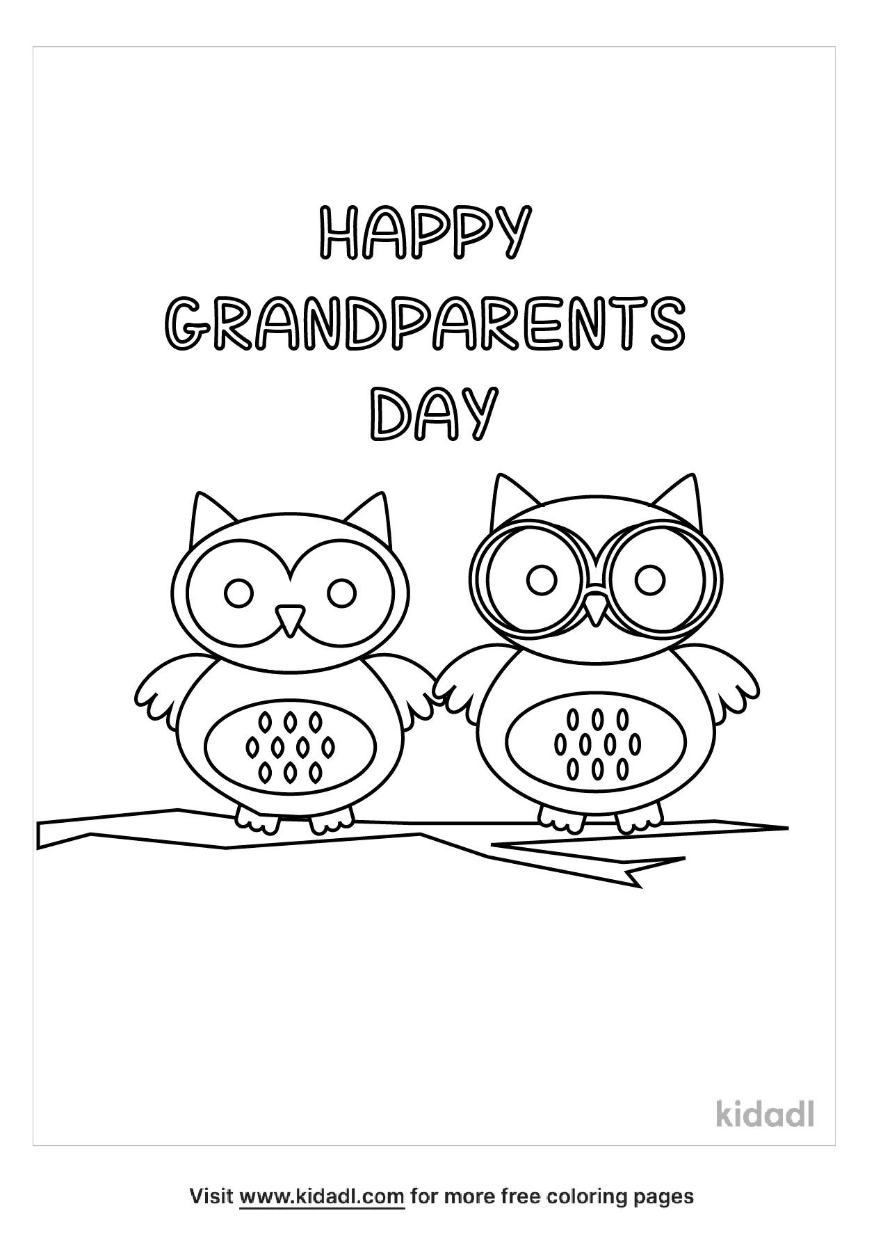 Grandparents Day Owl Coloring Page