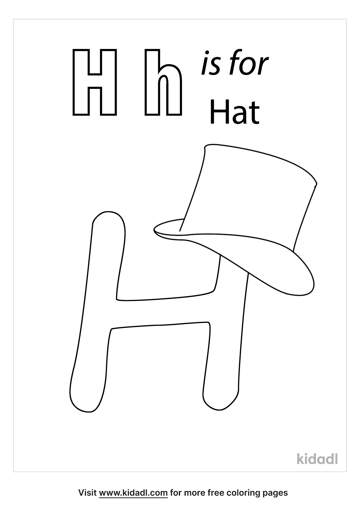 H Is For Hat Coloring Page