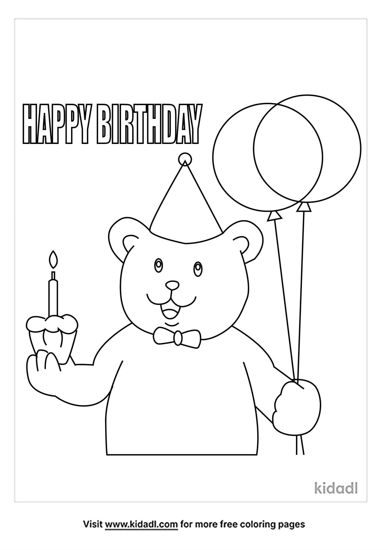 Birthday Bear Coloring Pages