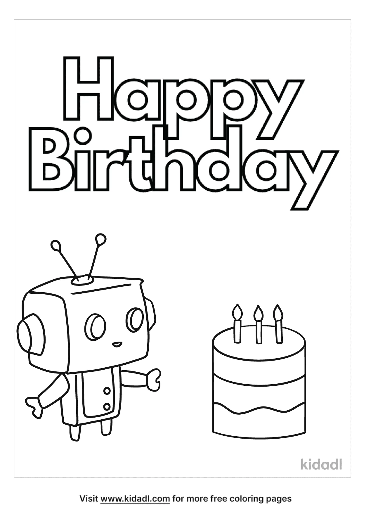 Happy Birthday Robot Coloring Page | Free Birthday Coloring Page | Kidadl
