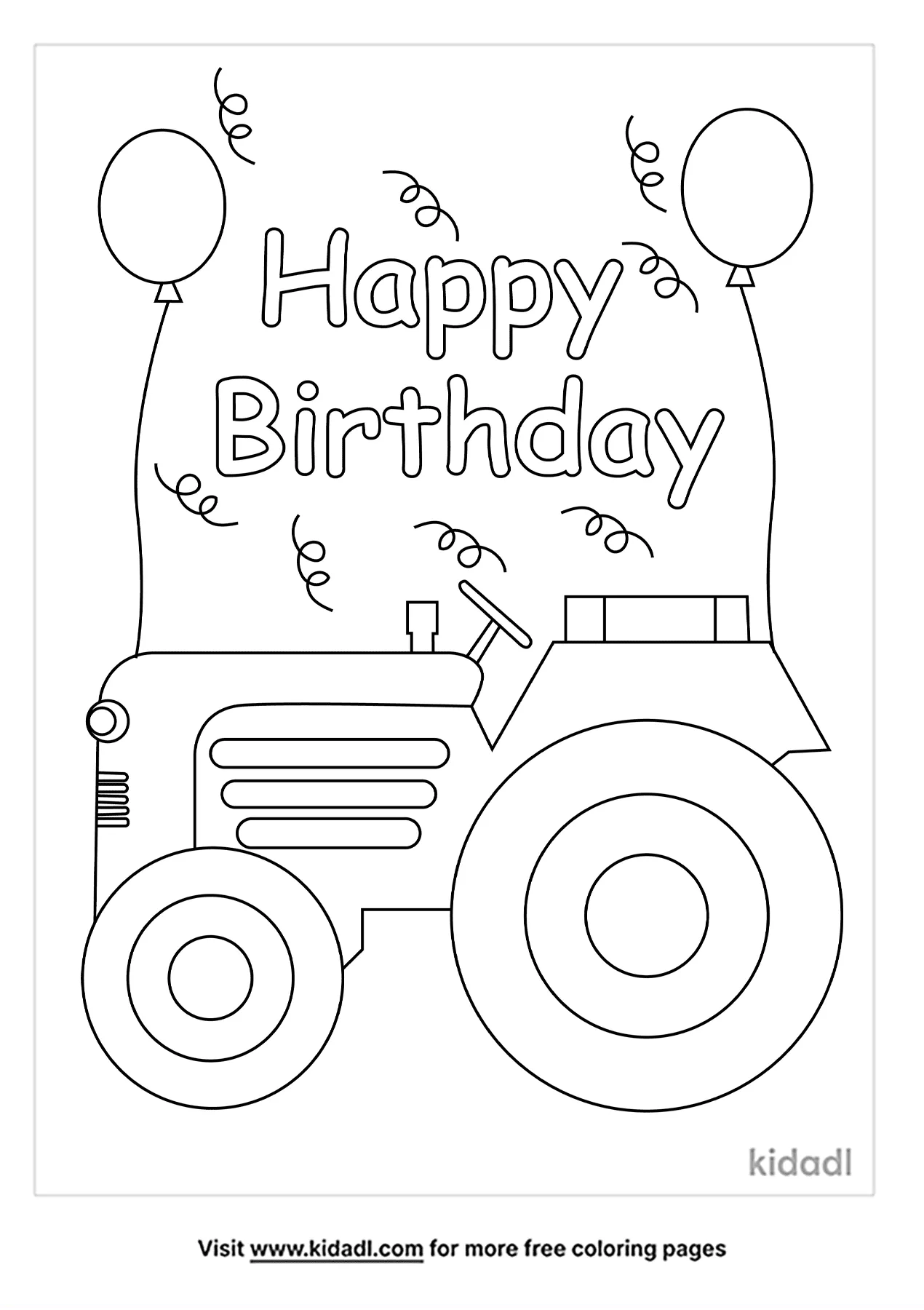 happy birthday tractor coloring page free shapes coloring page kidadl