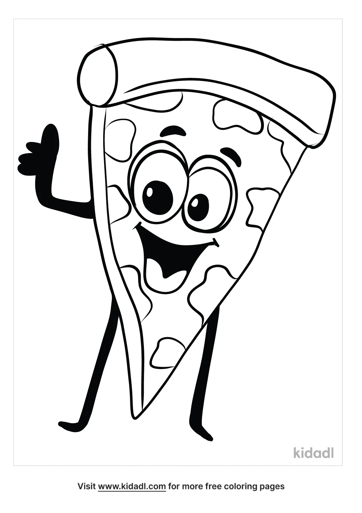 Free Happy Cartoon Pizza Coloring Page | Coloring Page Printables | Kidadl