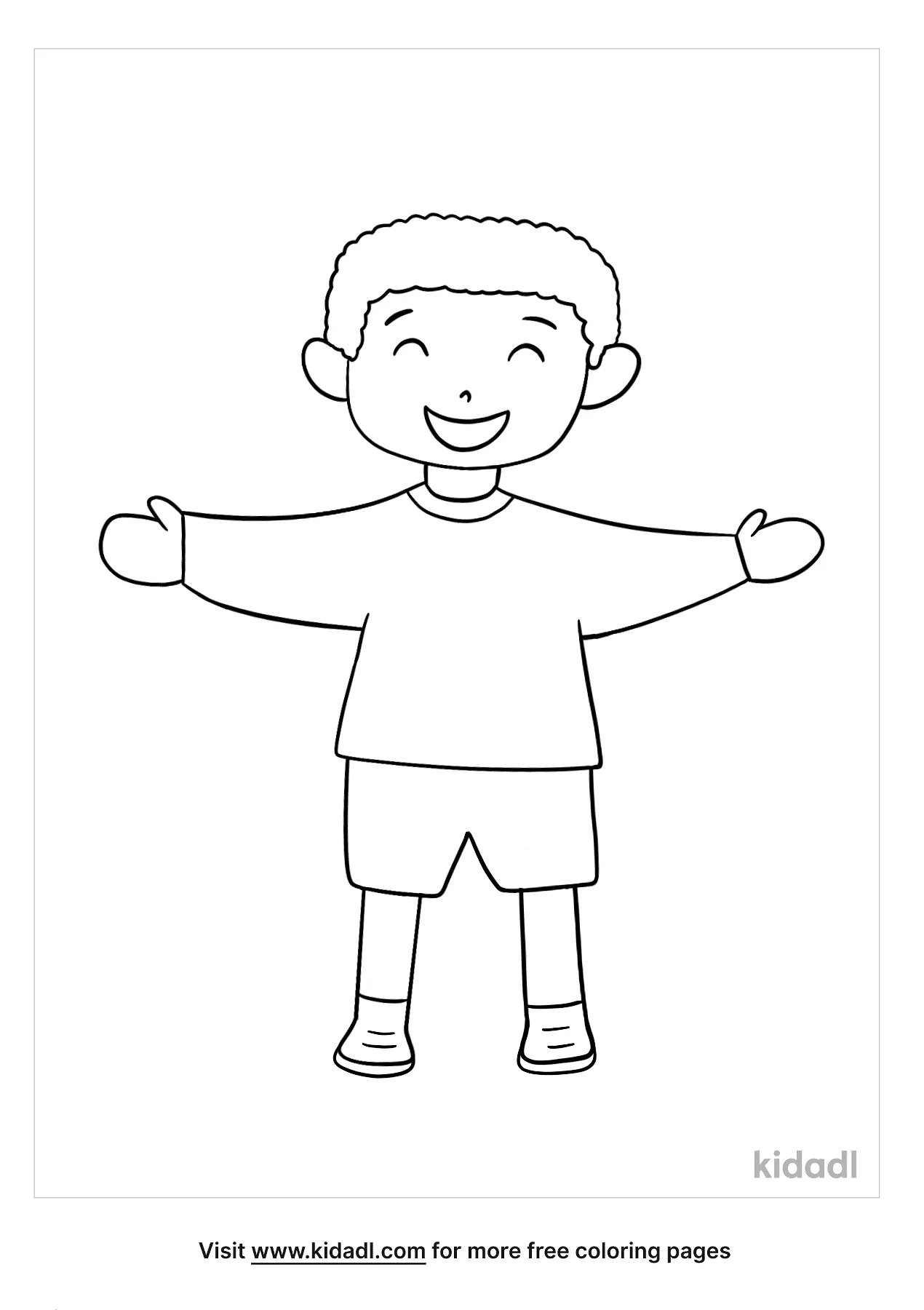 Happy Young Boy Coloring Page