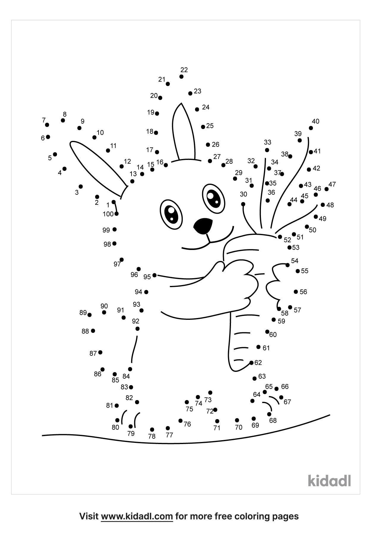 Free Bunny Hard 1 100 Dot To Dot Printables For Kids Kidadl