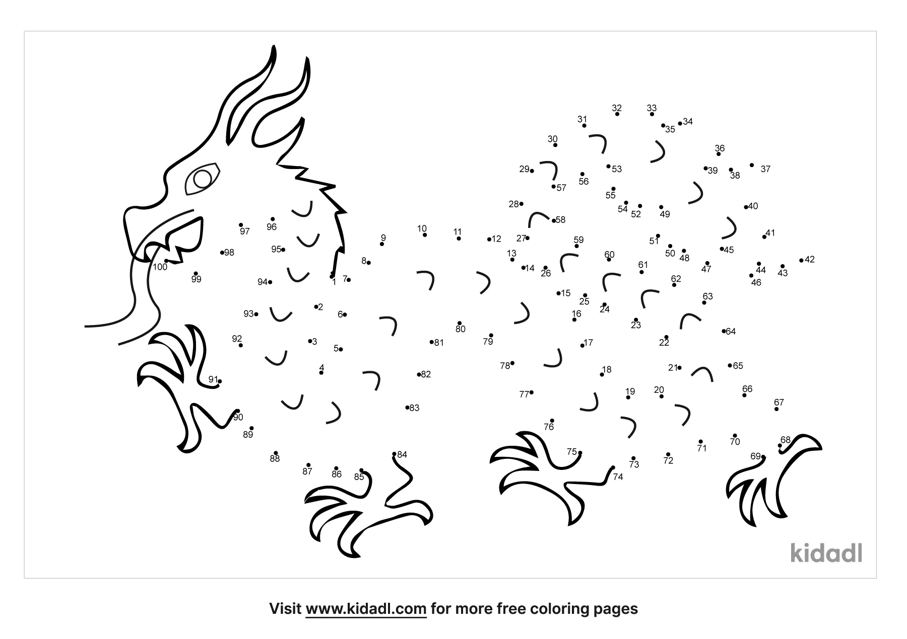 Free Chinese Dragon Hard 1 100 Dot To Dot Printables For Kids Kidadl