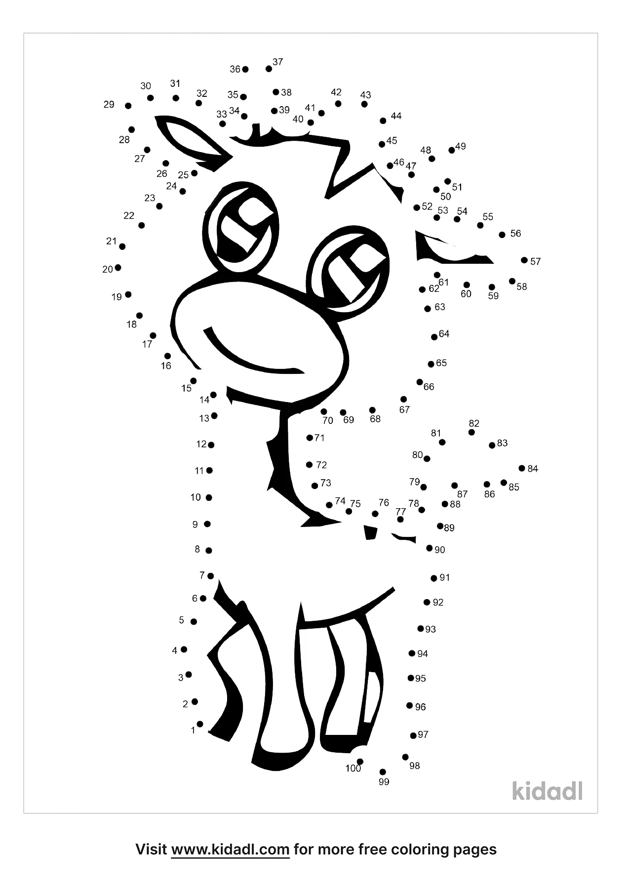 Free Cute Baby Animal Hard 1 100 Dot To Dot Printables For Kids Kidadl