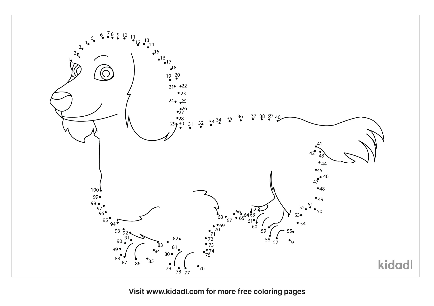 Free Dachshund Hard 1 100 Dot To Dot Printables For Kids Kidadl