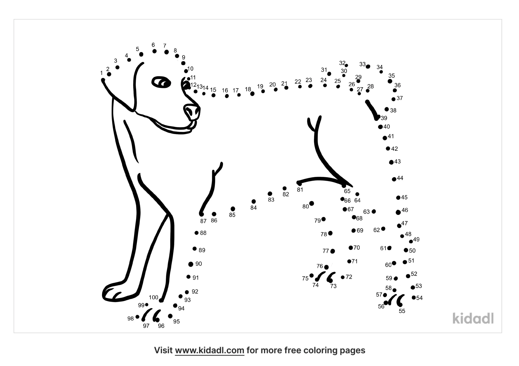 Free Dog Hard 1 100 Dot To Dot Printables For Kids Kidadl