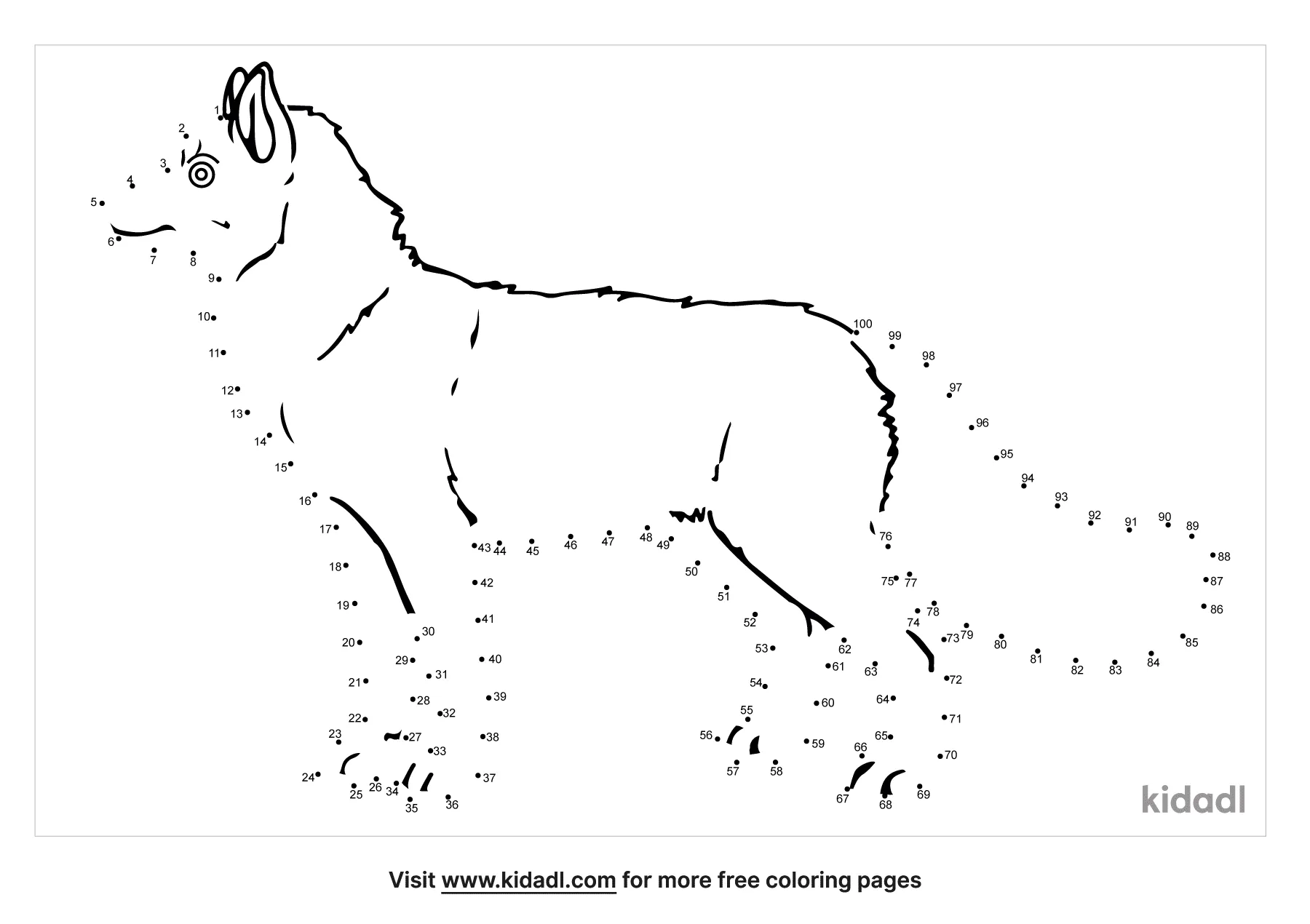 Free Animal Hard 1 100 Dot To Dot Printables For Kids Kidadl