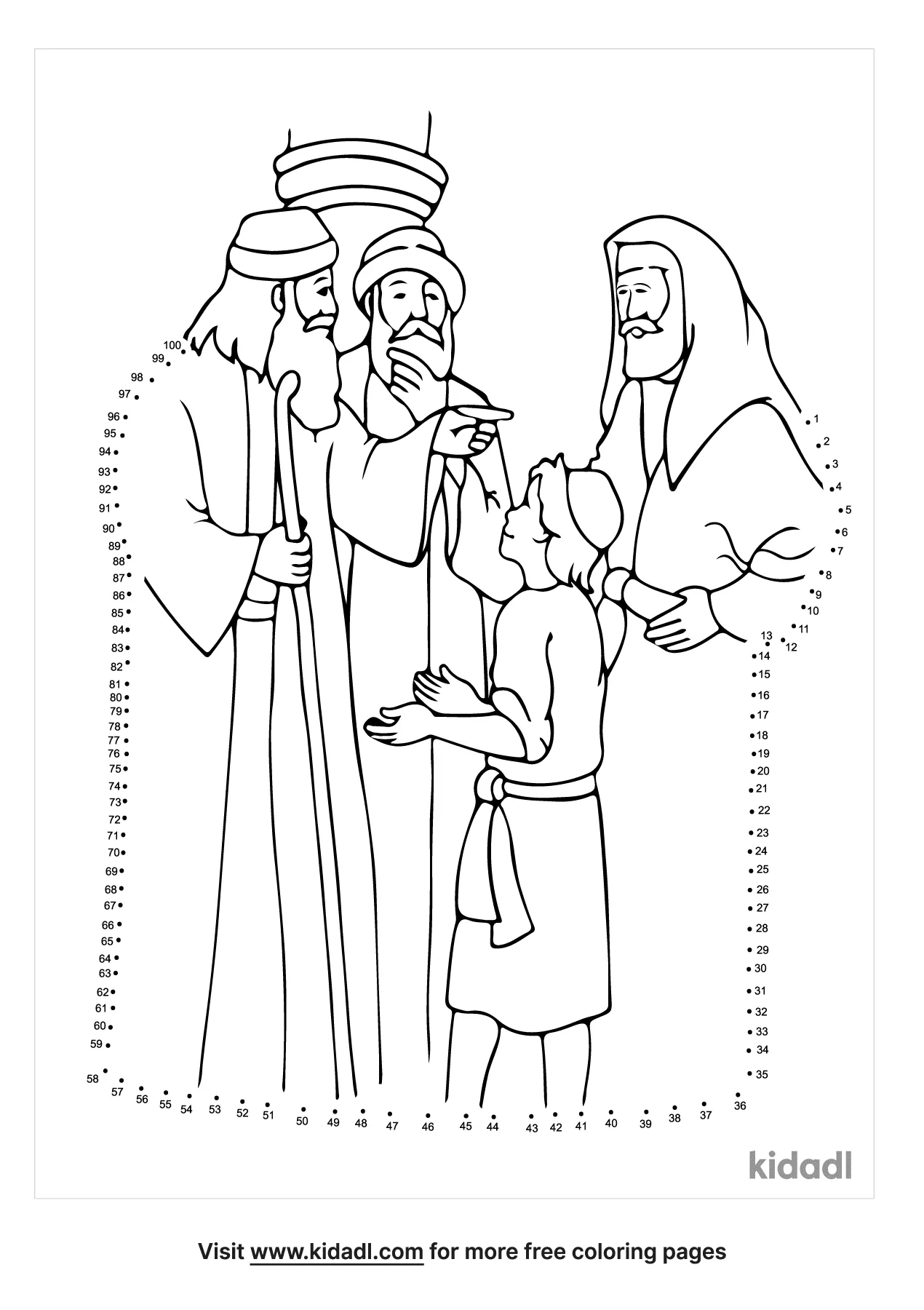 Free Jesus Boy At Temple - hard | Free Dot to Dot Printables | Kidadl