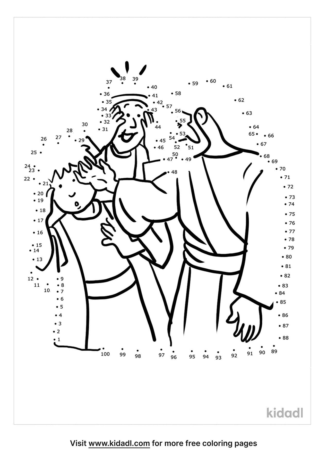 Free Jesus Heals Two Blind Men Hard 1 100 Dot To Dot Printables For Kids Kidadl