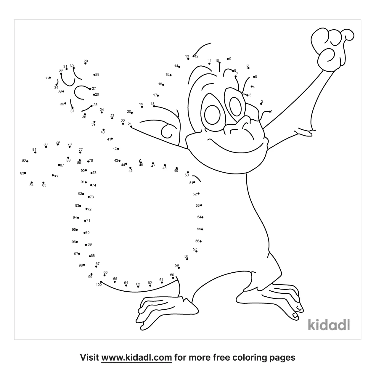 Free Monkey Hard 1 100 Dot To Dot Printables For Kids Kidadl