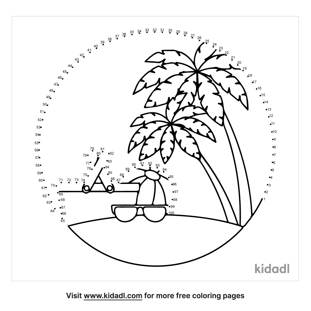 Free Summer Hard 1 100 Dot To Dot Printables For Kids Kidadl