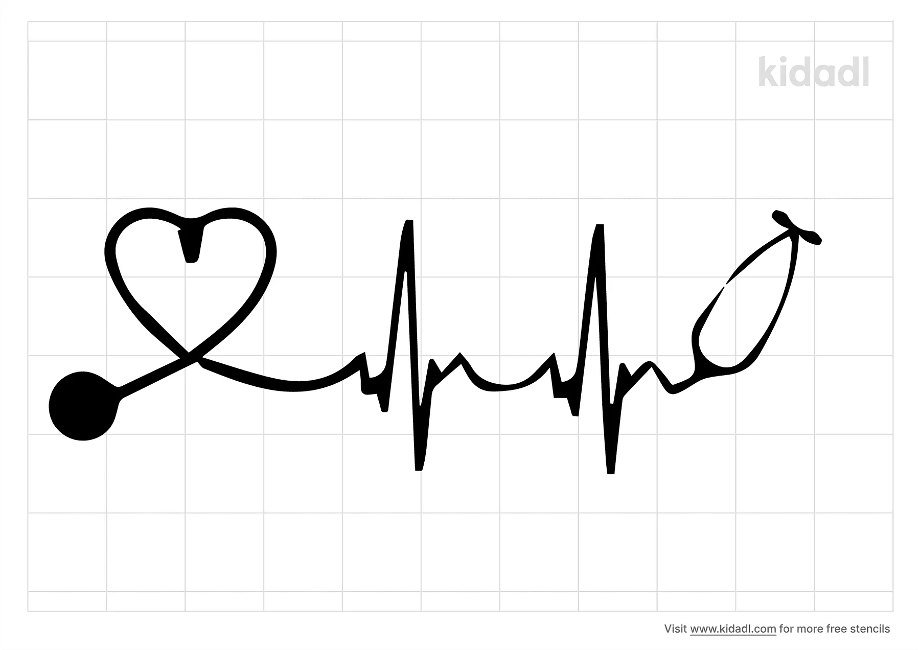 Free Heart Stethoscope Stencil | Stencil Printables | Kidadl