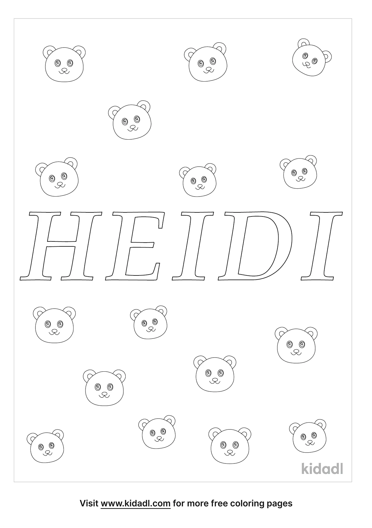 heidi name coloring page free names coloring page kidadl