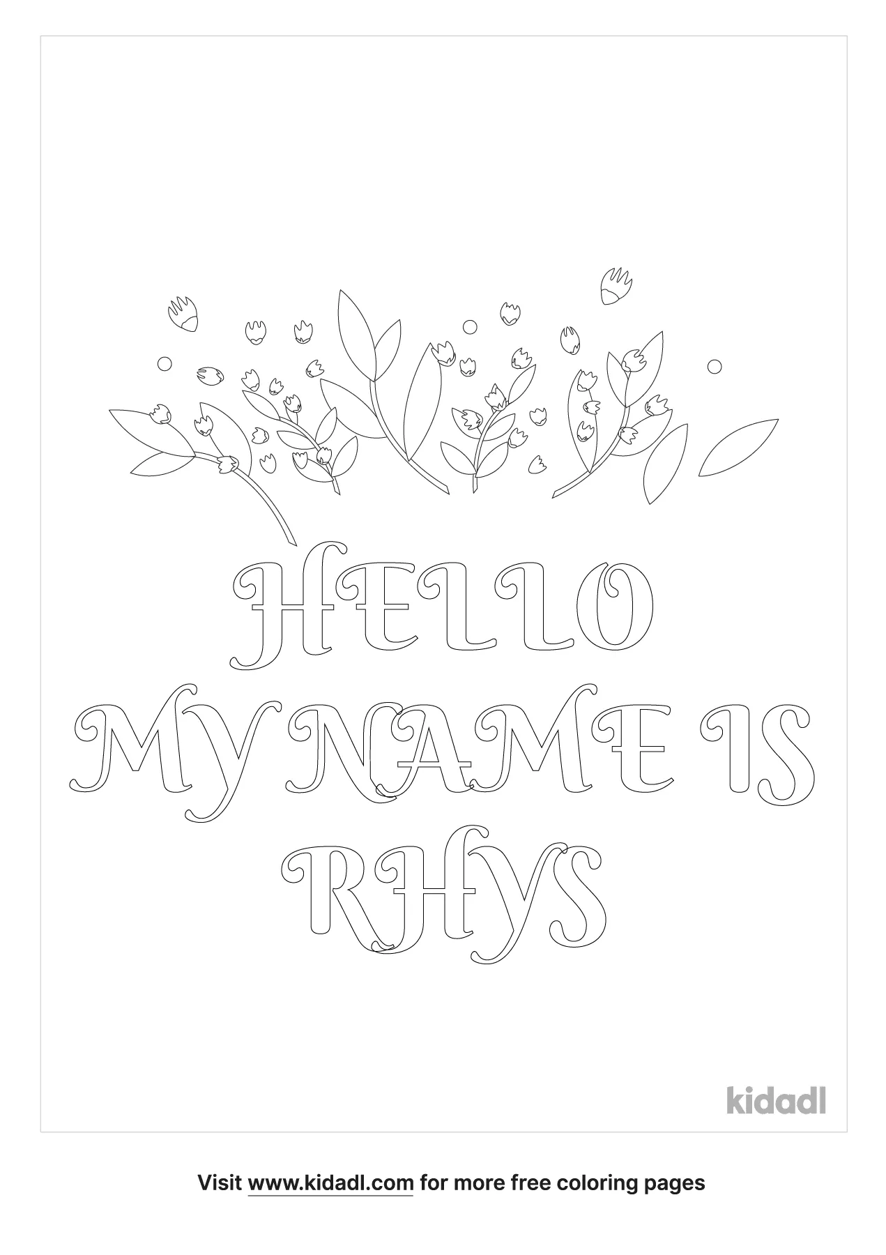 Hello My Name Is Rhys Coloring Page
