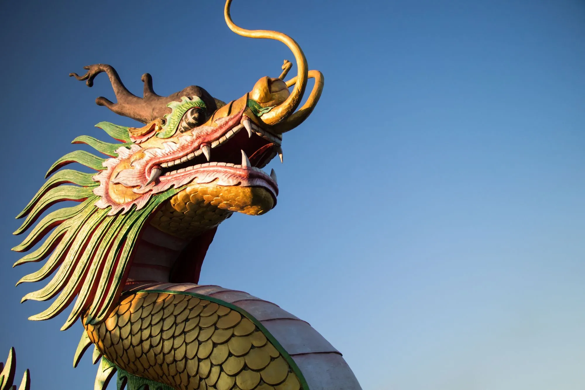 Mythical Chinese dragon statue