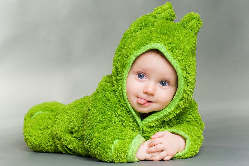 Sweet cute baby dressed in a frog suit - Nickname