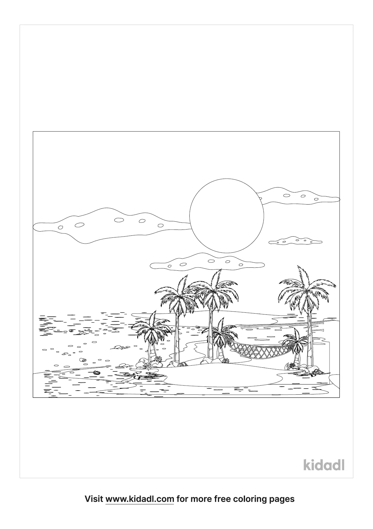 Island Beach Hammock Coloring Page