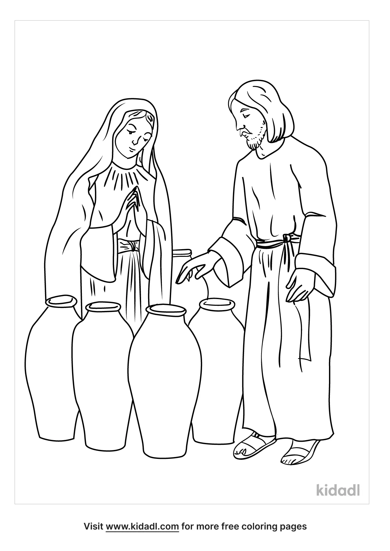 Jesus And The Wedding Feast Of Cana Coloring Page | Free Bible Coloring ...