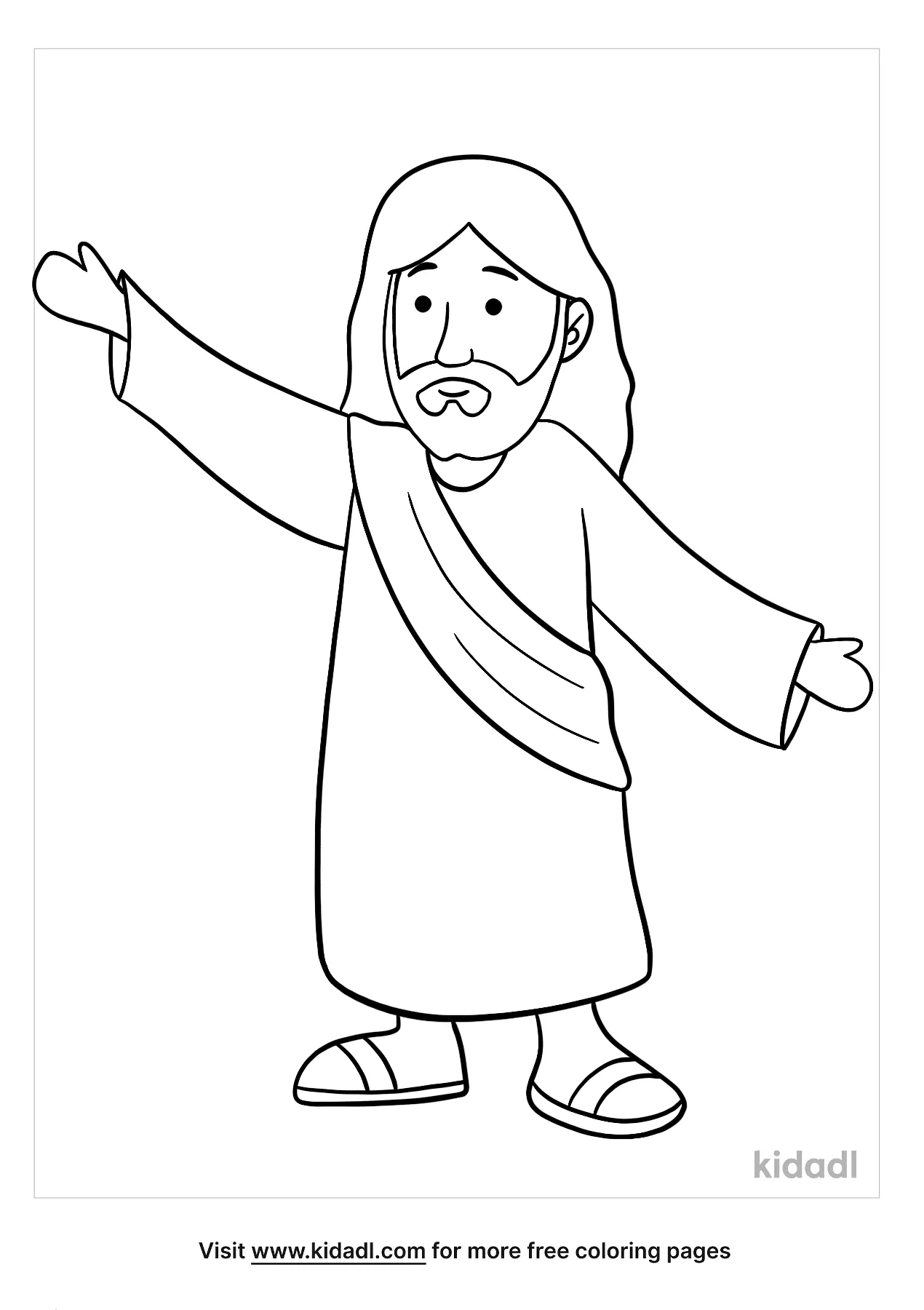 Free Jesus Cartoon Coloring Page | Coloring Page Printables | Kidadl
