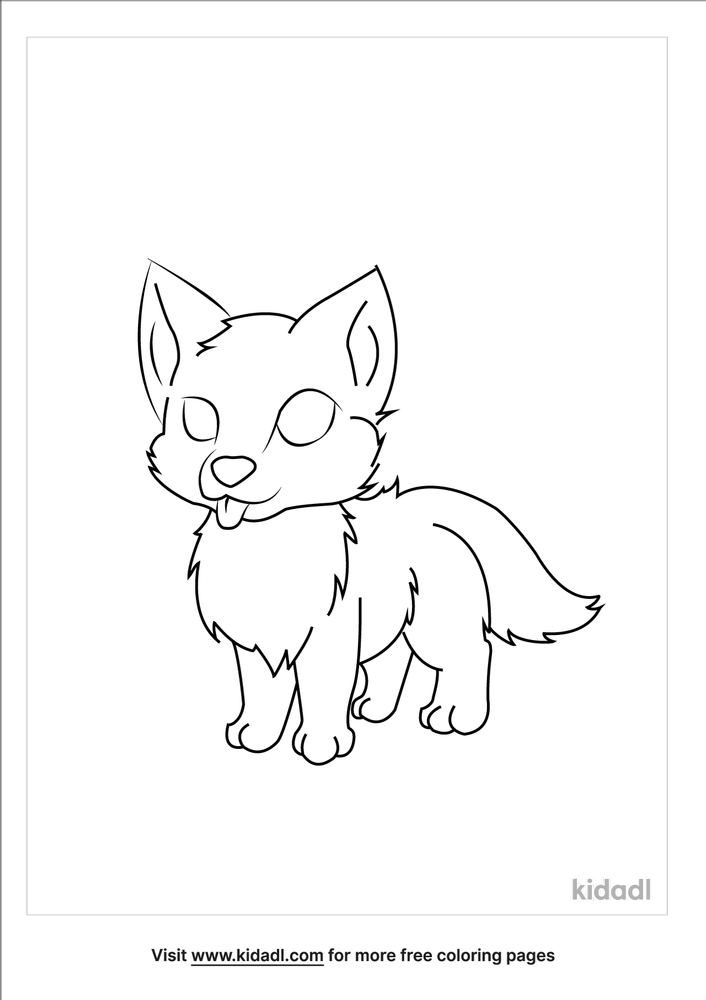 Cute Wolf Coloring Page | Free Mammals Coloring Page | Kidadl