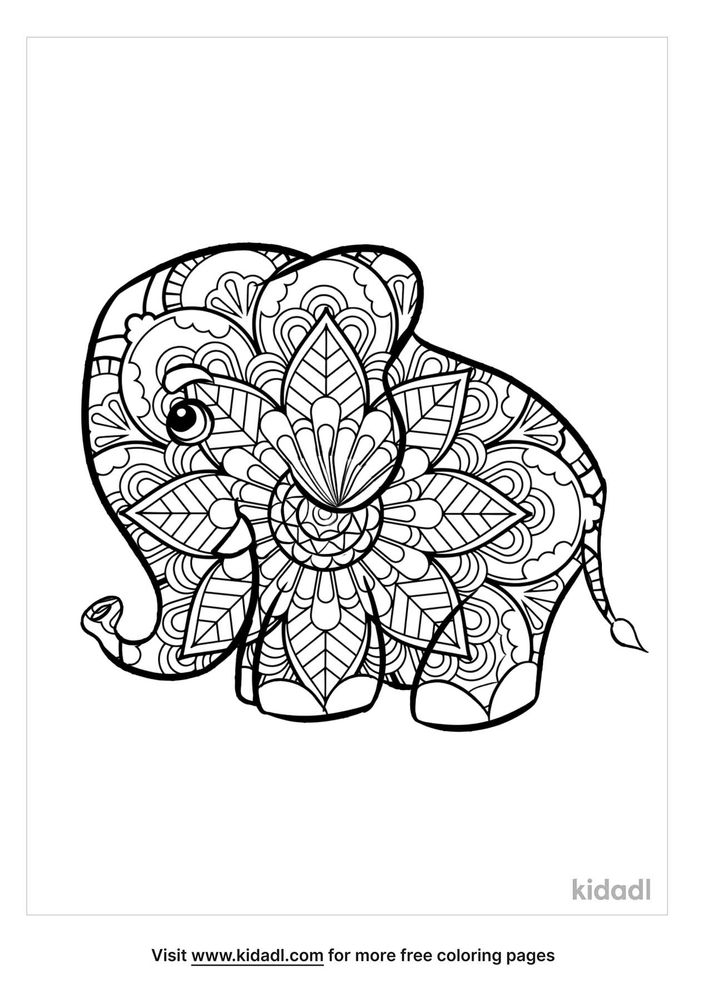 Elephant Mandala Coloring Page | Free Mandalas Coloring Page | Kidadl