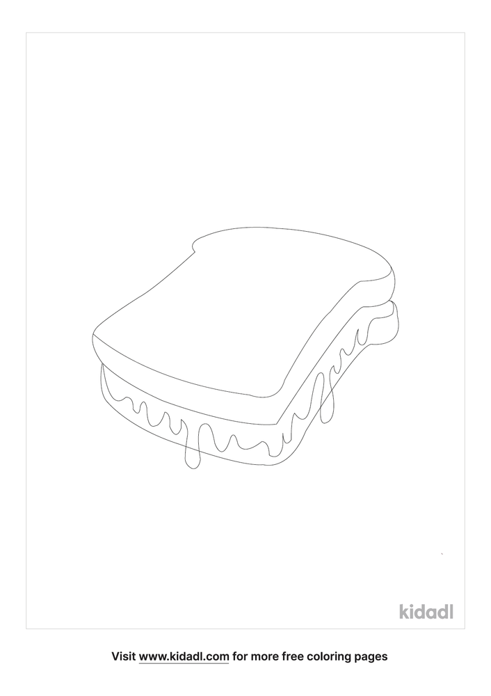 Grilled Cheese Sandwhich Coloring Page | Free Snacks Coloring Page | Kidadl