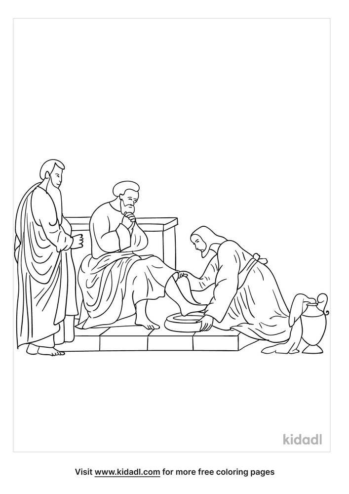 Jesus Washes The Disciples Feet Coloring Page Free Bible Coloring