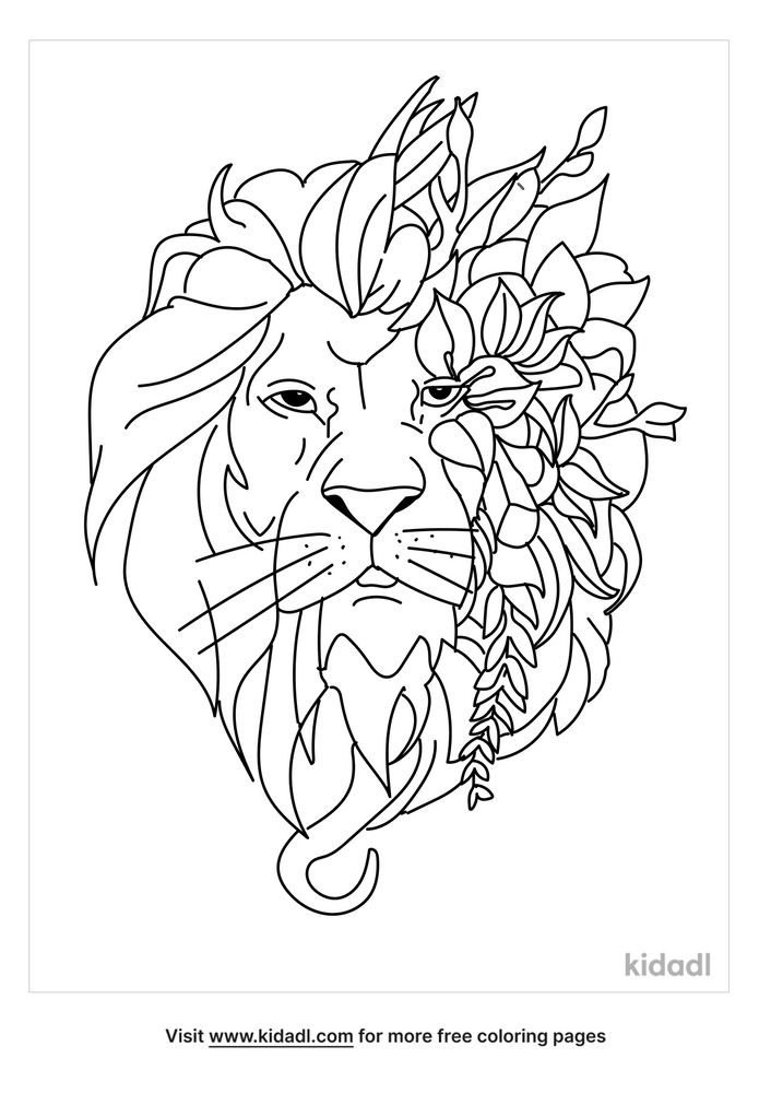 Paisley Lion Face Coloring Page | Free Mammals Coloring Page | Kidadl