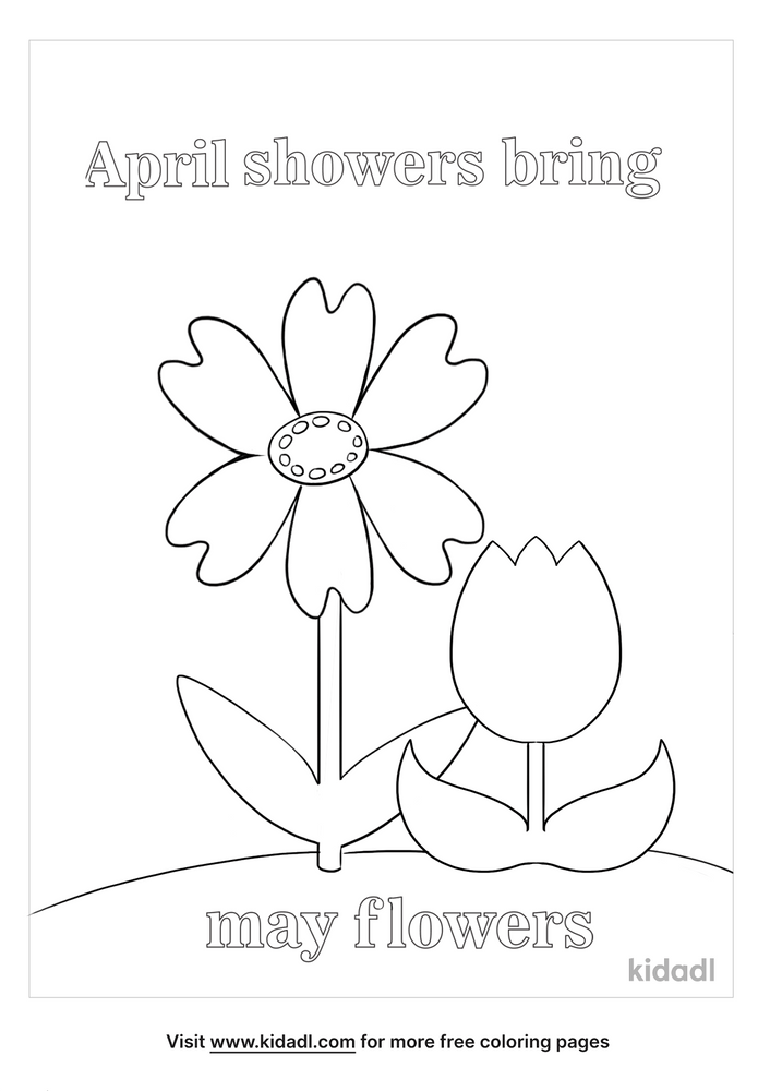 April Showers Bring May Flowers Coloring Page April Coloring Pages