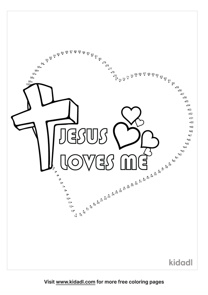 free jesus loves me medium 1 50 dot to dot printables for kids kidadl