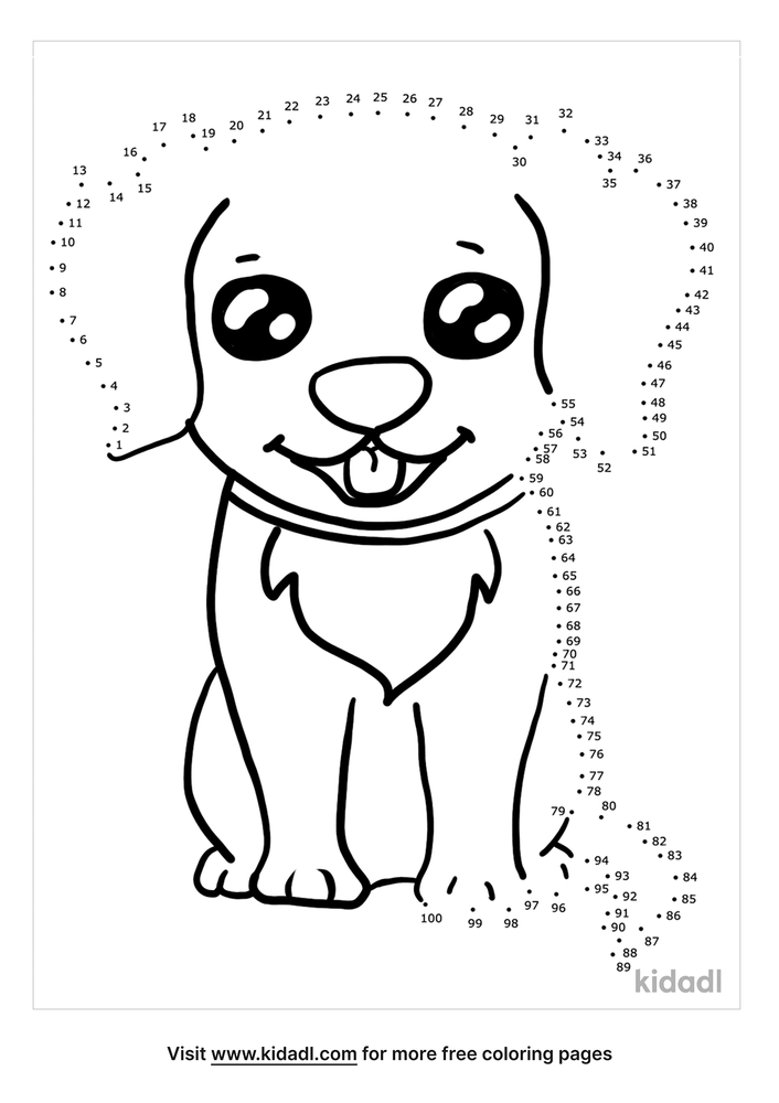 Free Puppies Hard 1 100 Dot To Dot Printables For Kids Kidadl