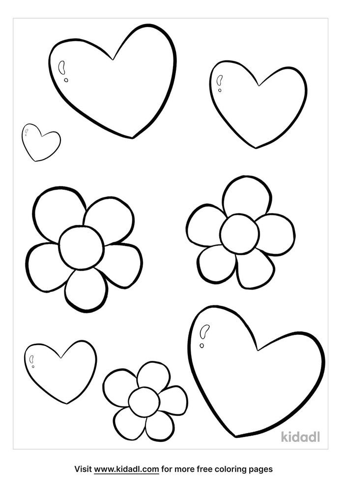 hearts and flowers coloring page free shapes coloring page kidadl